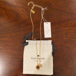 Kate Spade Gold and Black “Spot The Spade” Charm Necklace